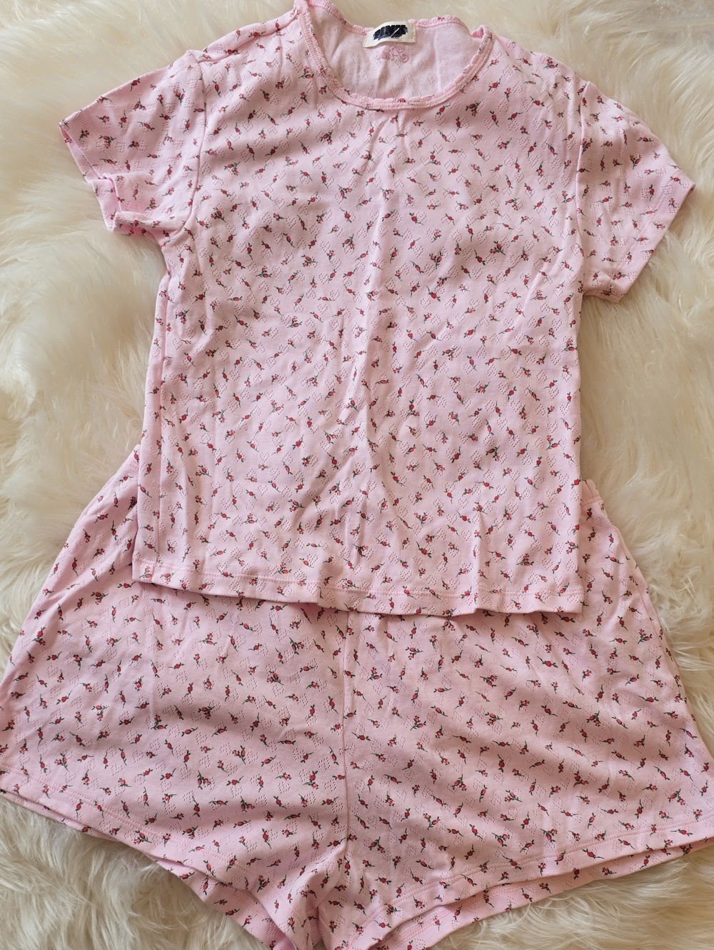 PINK Victoria's Secret Light Pink Floral Short Pajama Set SIZE S